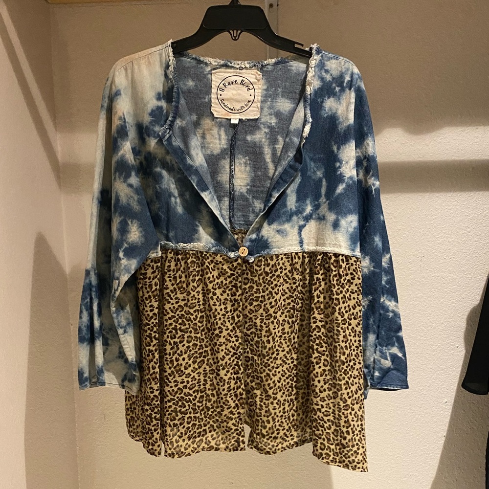 Tie dye and leopard blouse